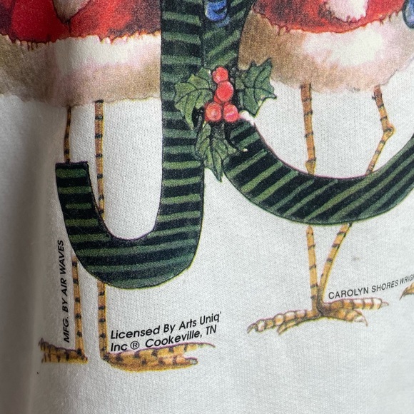 Vintage Air Waves Carolyn Shores Wright White “Joy” Bird Sweatshirt Size Large - Picture 5 of 7